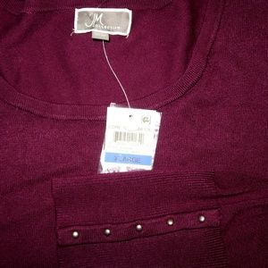 NWT JM Collection Burgundy Sweater XL